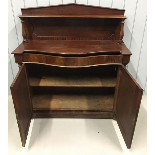 48 - A Victorian chiffonier, with flame mahogany doors & single drawer. Dimensions(cm) H136, W123, D46.