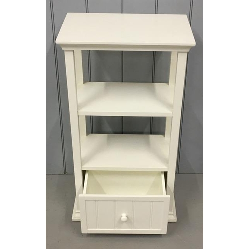 55 - A contemporary bathroom cabinet/plant stand, finished in crisp white. Dimensions(cm) H90, W50, D32.