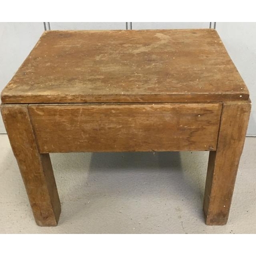 77 - A 19th century, carved oak side table, with turned legs & stretchered base, together with a later st... 