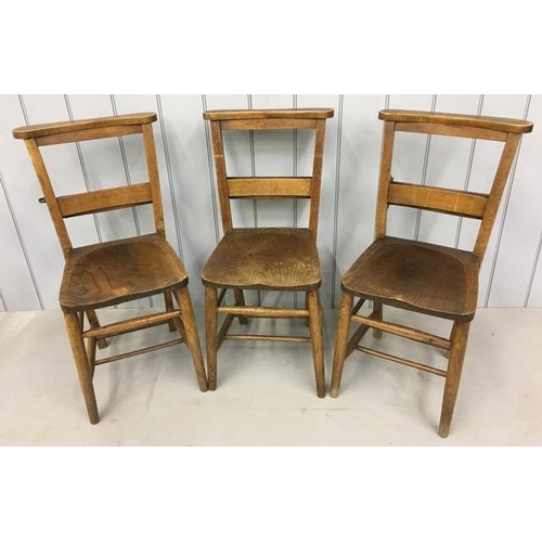 143 - A set of three matching Victorian chapel chairs, with another of similar form. Dimensions(cm)H82(46 ... 