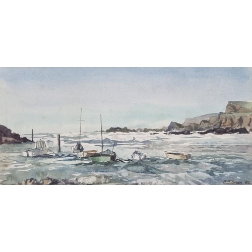 313 - An original framed watercolour of a harbour boat scene, by B.J. Green (British). Signed & dated by t... 