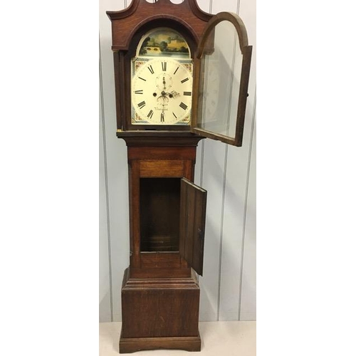 385 - A mid 19th century, oak long case clock, by S Polak, Features a cream coloured dial with roman numer... 