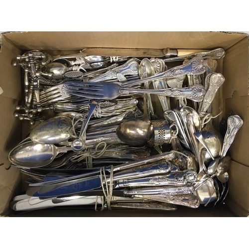 455 - A large quantity of Kings pattern cutlery etc. Mostly silver-plated.