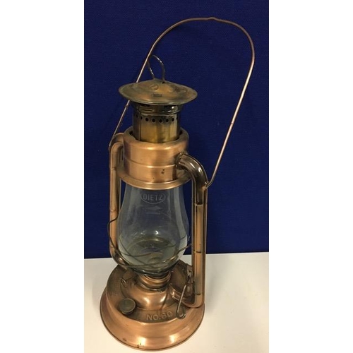 474 - A vintage, copper storm lantern, by 'Dietz', model no.8.