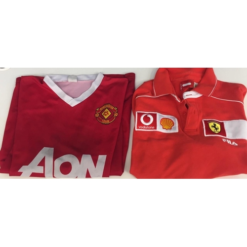 733 - A Ferrari Formula 1 Shirt (size L) & a Manchester United football shirt, Rooney no.10 (size XL).