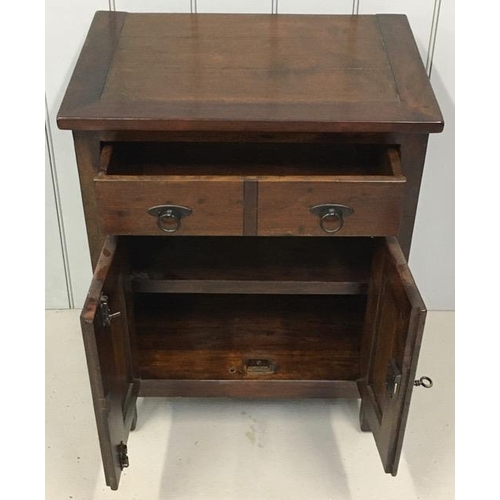 80 - A vintage, mahogany buffet cabinet. Two drawers over double cupboard. Key present. Dimensions(cm) H7... 