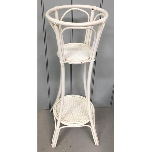 91 - A mixed lot of three items of white painted furniture. Includes a luggage stand, tea trolley & plant... 