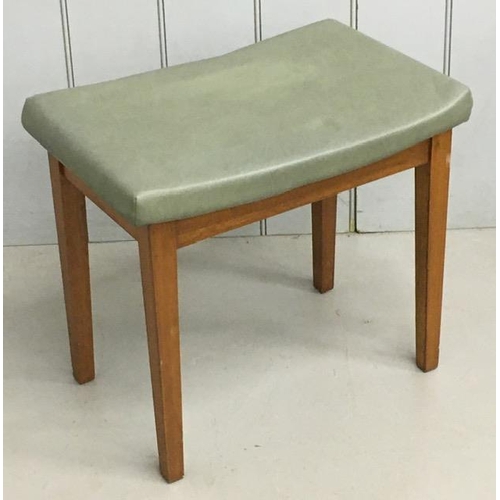 102 - A retro stool, upholstered in green vinyl material. Dimensions(cm) H45, W50, D34.