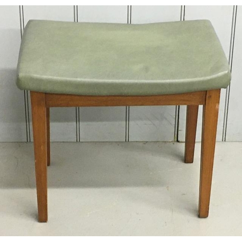 102 - A retro stool, upholstered in green vinyl material. Dimensions(cm) H45, W50, D34.