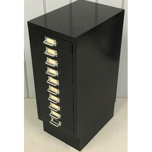 114 - A Bisley-style, 10-drawer document filing cabinet, in black finish. Dimensions(cm) H71, W28, D44.