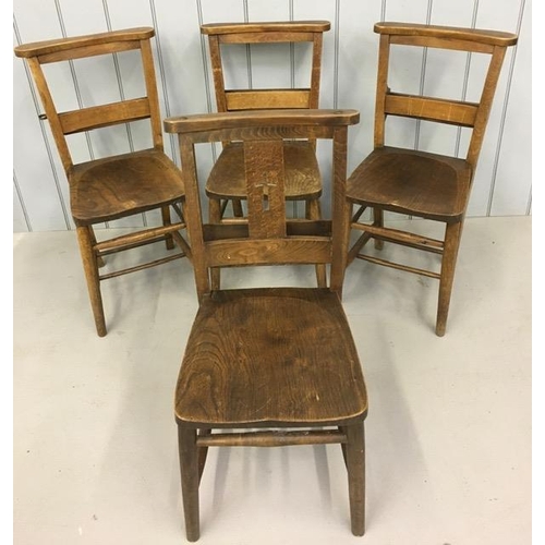 143 - A set of three matching Victorian chapel chairs, with another of similar form. Dimensions(cm)H82(46 ... 