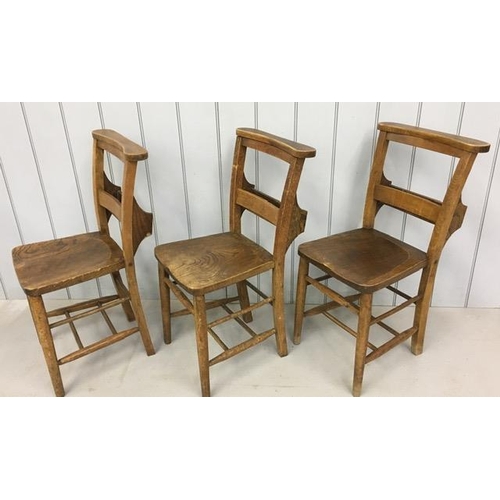 143 - A set of three matching Victorian chapel chairs, with another of similar form. Dimensions(cm)H82(46 ... 