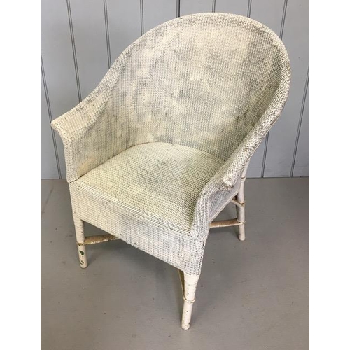 151B - A white painted, cane bedroom chair. Dimensions(cm) H78(42 to seat), W62, D56.