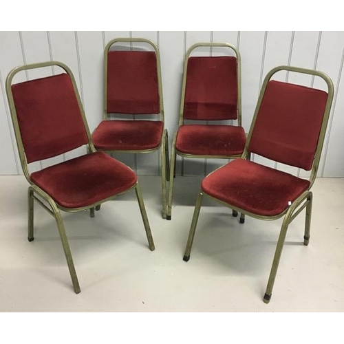 160 - A set of four, retro stacking banquet chairs. Dimensions(cm) H85(40 to seat), W42, D50.