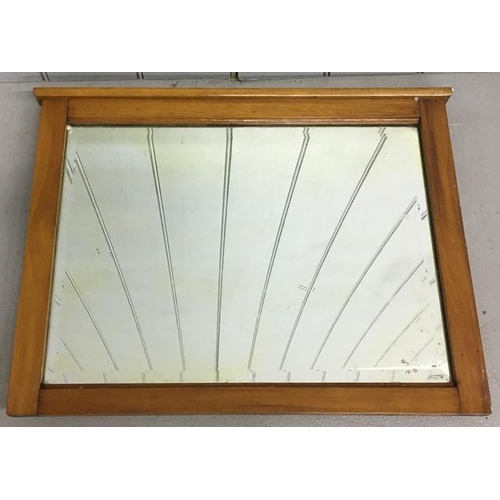 179 - A heavy, oak-framed hall mirror, with bevelled-edged glass. 50cm x 65cm.