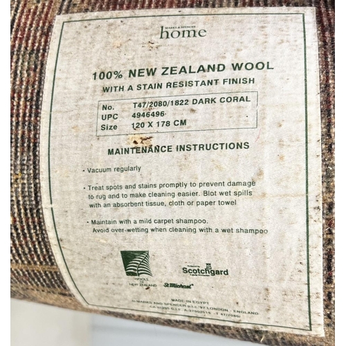 196 - A New Zealand, 100% wool, fringed rug, from Marks & Spencer. 178cm x 120cm.