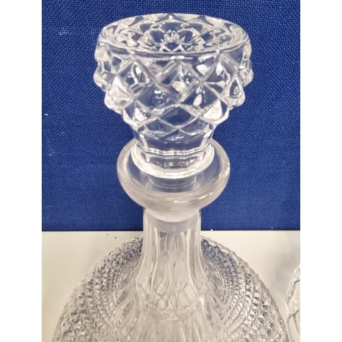 206B - A heavy crystal ships decanter, likely 'Waterford' (height 28cm, diameter 19cm, with a chip to base ... 