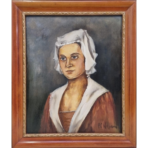 289 - An original oil portrait, signed by the artist P.E. Williams. After 'Maid' by Ann Maddocks. Framed d... 