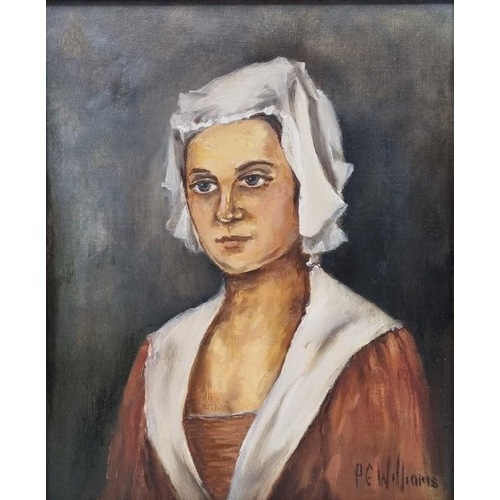 289 - An original oil portrait, signed by the artist P.E. Williams. After 'Maid' by Ann Maddocks. Framed d... 