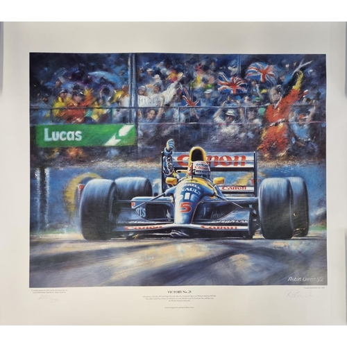 339 - A signed, limited edition (2382/3000) Formula 1 Grand Prix Nigel Mansell print, by Robin Owen 'Victo... 