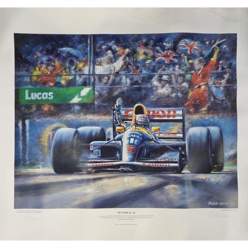 342 - A signed limited edition Formula 1 Grand Prix Nigel Mansell print, by Robin Owen 'Victory No. 28', f... 