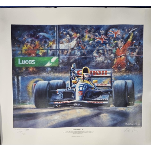 347 - A signed limited edition Formula 1 Grand Prix Nigel Mansell print, by Robin Owen 'Victory No. 28', f... 