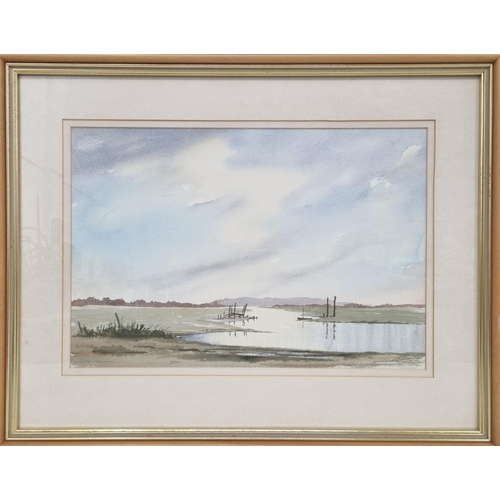 352 - An original watercolour by George Farrier -'Norfolk Skies', signed and framed, dated 1992. Framed di... 