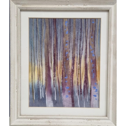 364 - An original, atmospheric Clare Buckle pastel drawing - 'Winter-maroon'. Framed dimensions(cm) H34.5,... 