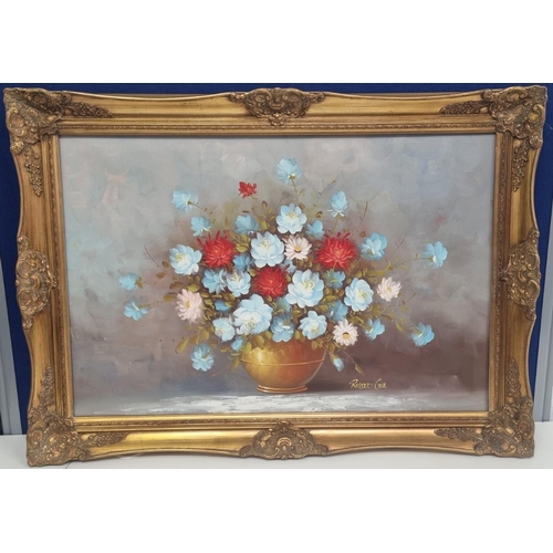 372 - A substantial impasto oil still life painting, by 'Robert Cox', American, signed by the artist, moun... 