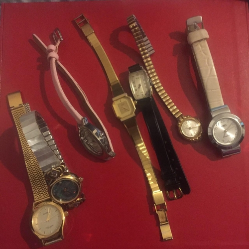 389 - A selection of seven vintage ladies watches. Not tested.  Includes Sekonda, Oris, Citizen, Meda, Ref... 