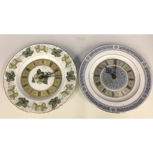 399 - Two vintage wall clocks, by Spode (blue) & Royal Worcester (Mathon 1965 green). Both battery operate... 