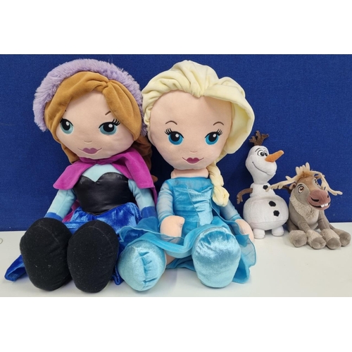 759 - A small selection of 'Frozen' soft character toys, to include two larger dolls. Largest doll length ... 