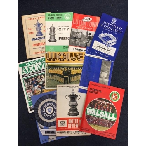 1693 - A selection of 10 football programmes, including Man. City v Sunderland FA Cup semi-final 26 March 1... 