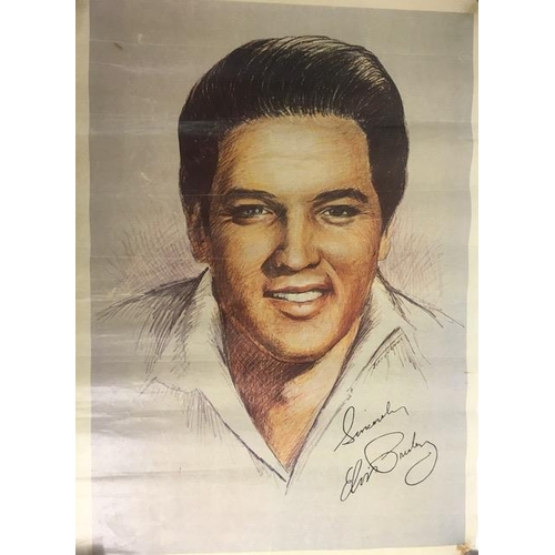 1717 - A vintage, Jimmy John's unframed poster print of Elvis Presley. Height 63cm, width 45cm.