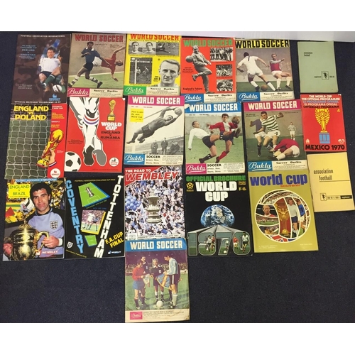 1723 - A collection of international football programmes & World Soccer magazines. Includes 1970 Mexico Wor... 