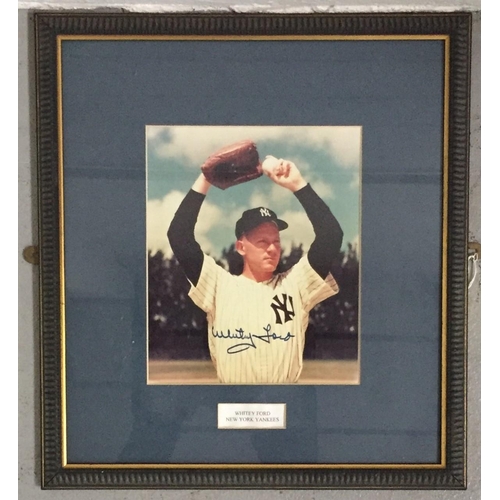 1732 - A signed/framed photograph of Whitey Ford, from New York Yankees. Framed dimensions(cm)H45, W40.