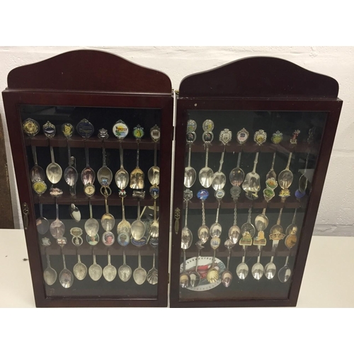 1795 - A large collection of souvenir/collector's spoons, together with two display cases.