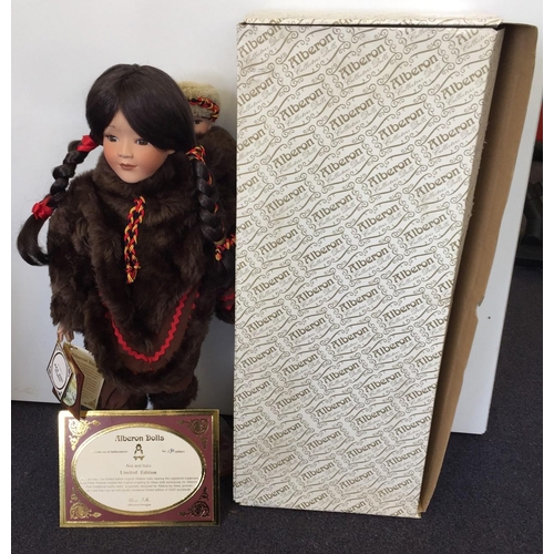 1820 - Alberon limited edition collector's dolls - 'Aka' & 'Ituko'. Limited edition certificate 190/5000. h... 