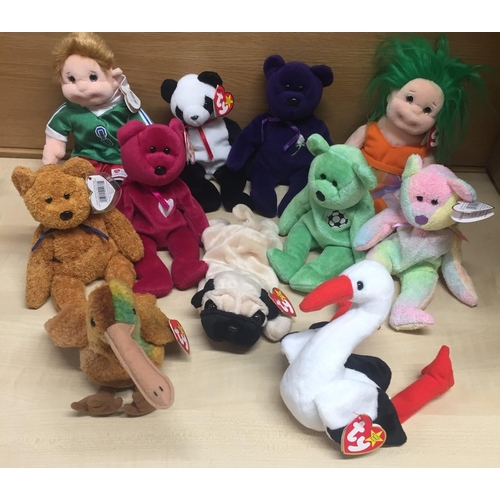 1823 - A Collection of eleven TY Beanie Bears. Includes Groovy, Kicks, Pugsly, Princess, Valentina, Fuzz, F... 