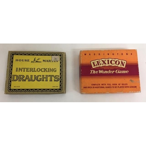 1914 - A vintage, boxed 'Lexicon' game, together with a boxed, interlocking draughts set.