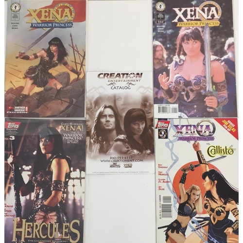 1995 - Four Topps/Dark Horse 'Xena' comic books, together with a rare 1999 Creation Entertainment catalogue... 