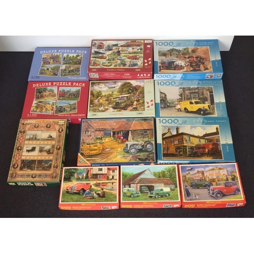 2488 - A mixed lot of 14 jigsaws. Various manufacturers, all transport themed. Unchecked for completeness, ... 