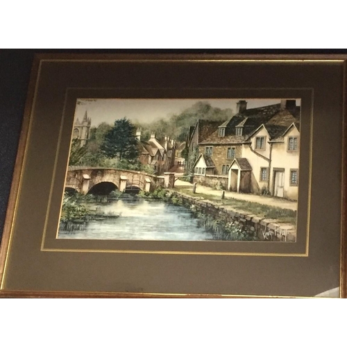 303 - Two framed prints, by Kevin Platt (Beautiful Castle Combe W42cm x D34cm) & John Adams (The Market Sq... 