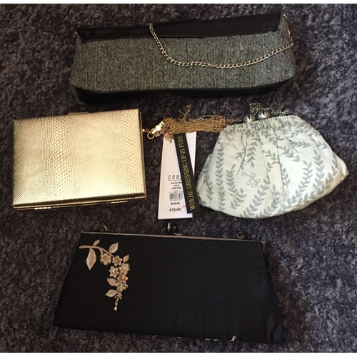 678 - A selection of four evening bags. Includes Gigi box bag, by Coast (unused, retailed £45), black flor... 