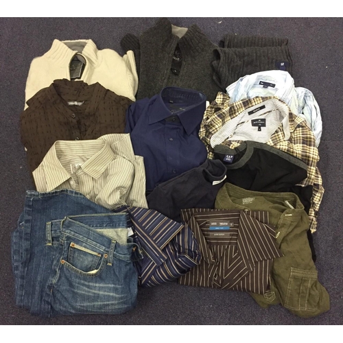 715L - A selection of new/preworn men's clothes. Includes a new Next navy shirt (size 15R), six other shirt... 