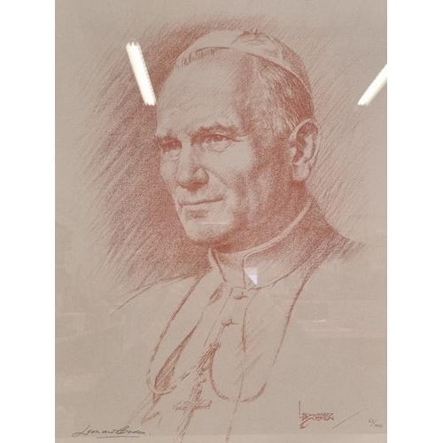 383 - A 'Pope John Paul II' limited edition print, from an original chalk portrait by Leonard Boden. Hand-... 