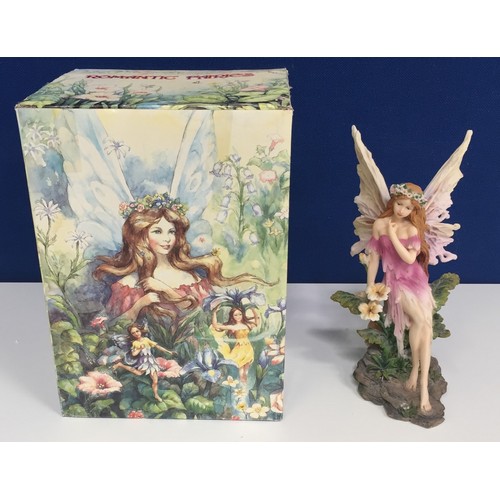 490H - A boxed, Shudehill Victorian hand-painted romantic fairy figurine, in pink. No.20400. 26cm tall.