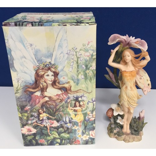 490J - A boxed, Shudehill Victorian hand-painted romantic fairy figurine, in gold. No.20402. 28cm tall.