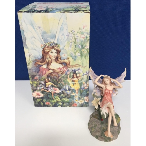 490M - A boxed, Shudehill Lively hand-painted romantic fairy figurine, in pink. No.20390. 16cm tall.