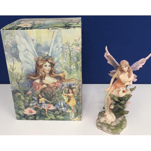 490R - A boxed Shudehill Victorian hand-painted romantic fairy figurine, in pink/gold. No. 20407. 27.5cm ta... 